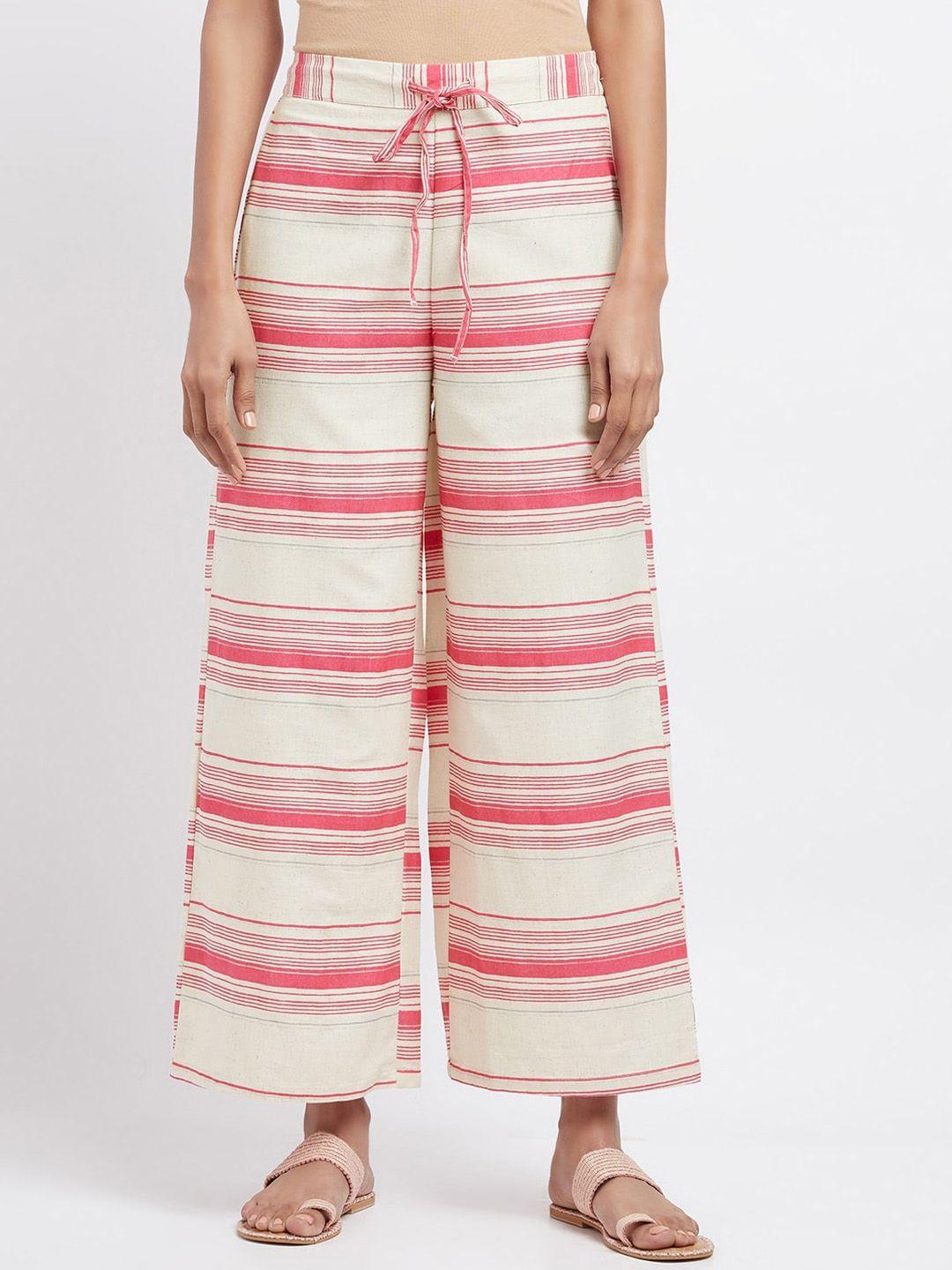 w-women-white-striped-pleated-cotton-trousers