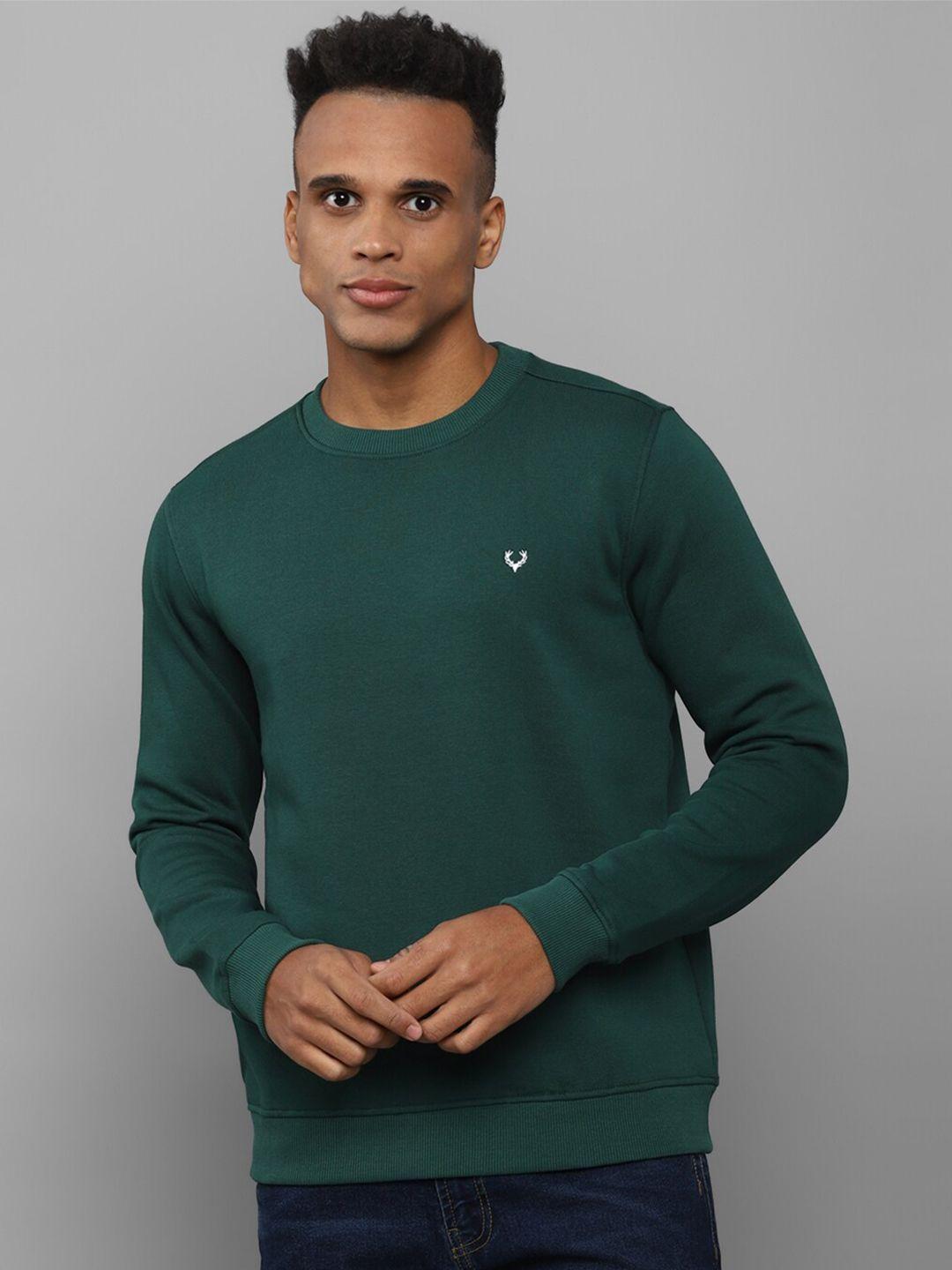 Allen Solly Men Green Solid Sweatshirt