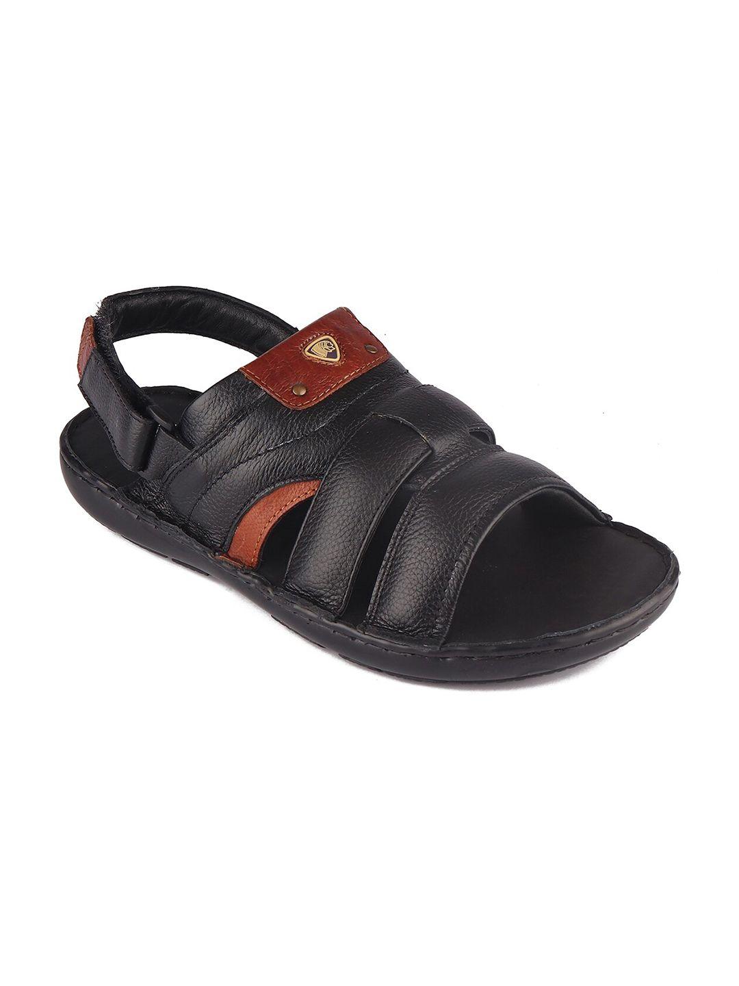 Red Chief Men Black & Brown Leather Comfort Sandals
