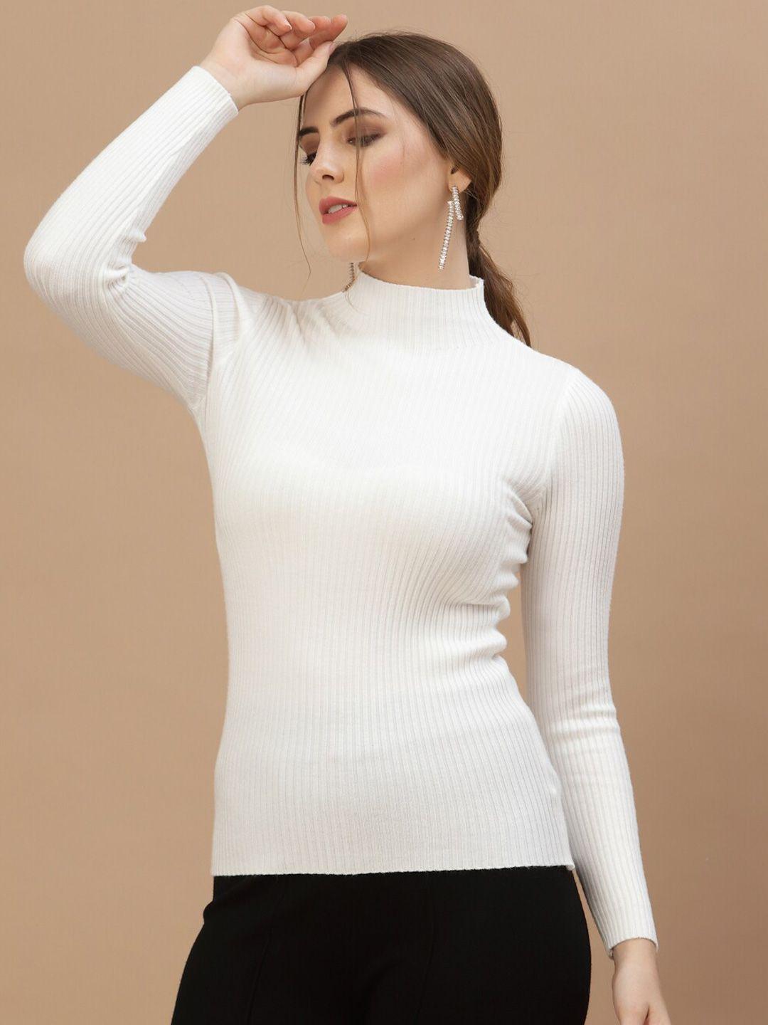 mafadeny-women-white-ribbed-pullover