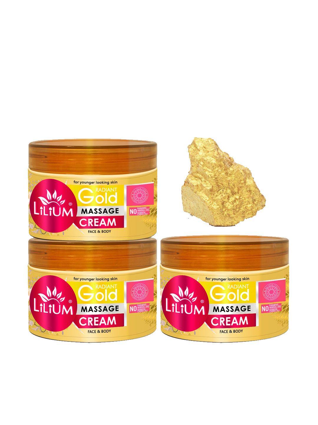 Lilium Set Of 3 24 Gold Carat Radiant Massage Cream-250 Gm Each