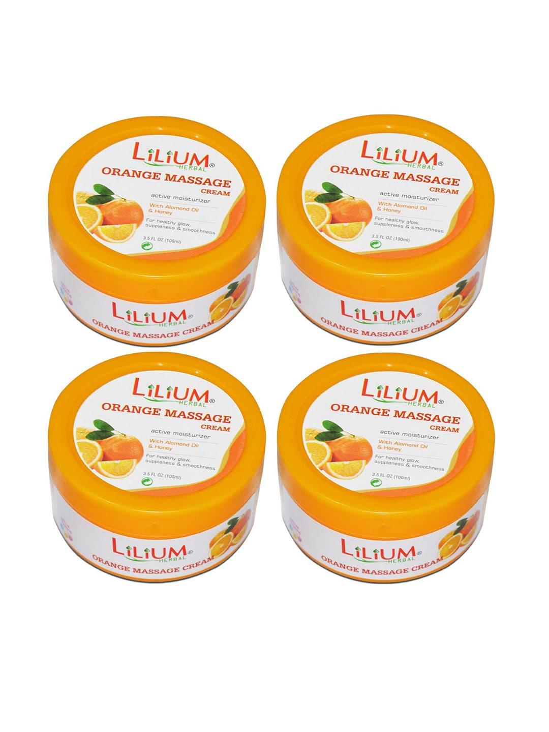 Lilium Set Of 4 Massage Cream With Orange Flavor For Instant Glow-100ML Each