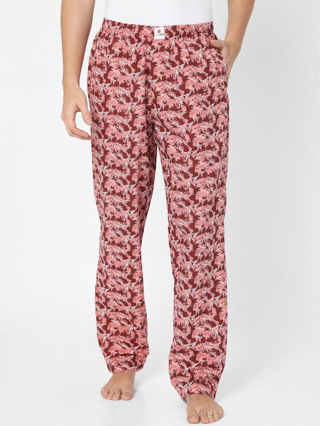 underjeans-by-spykar-men-red-printed-cotton-lounge-pants