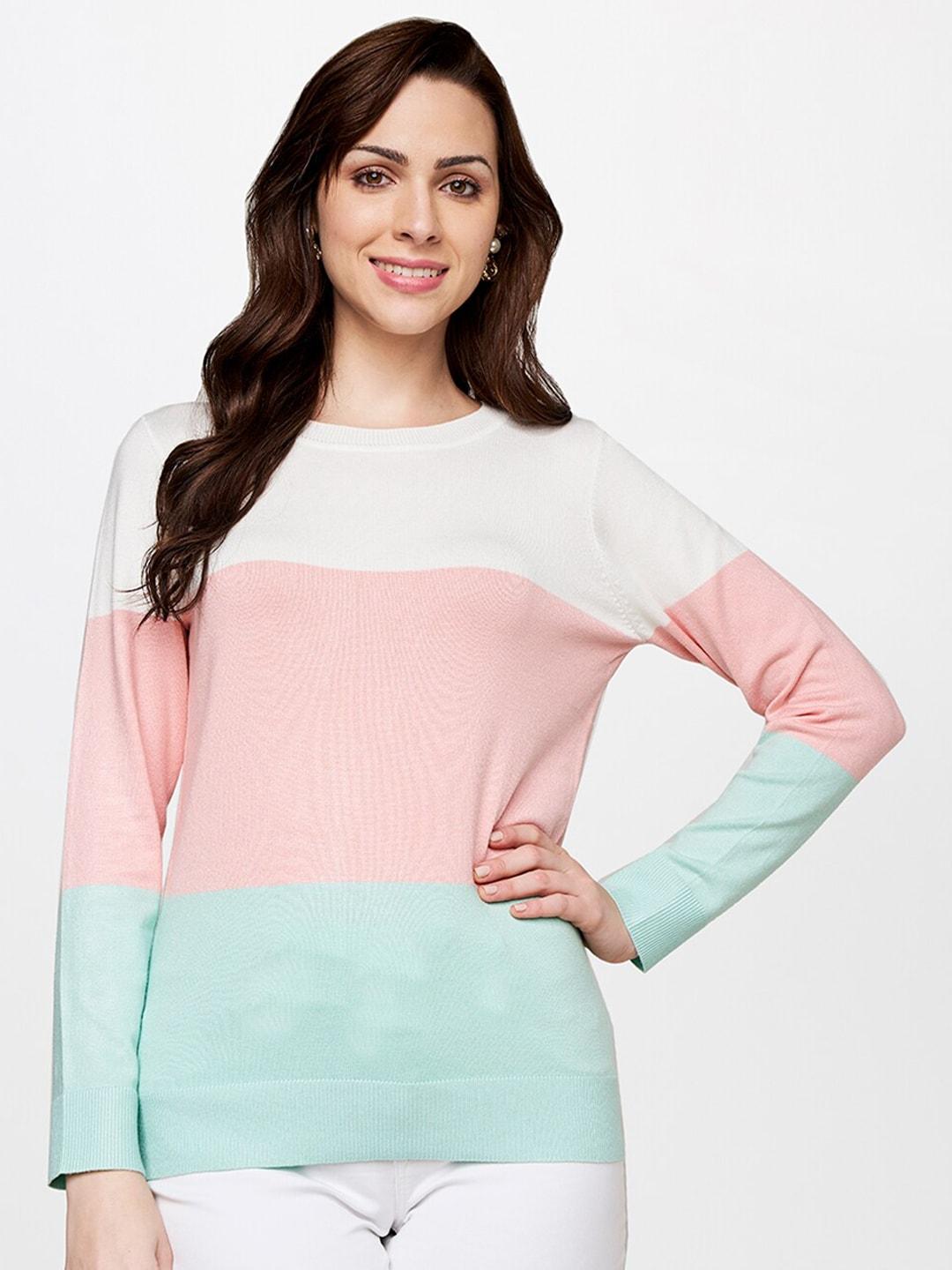 and-women-pink-&-sea-green-colourblocked-top