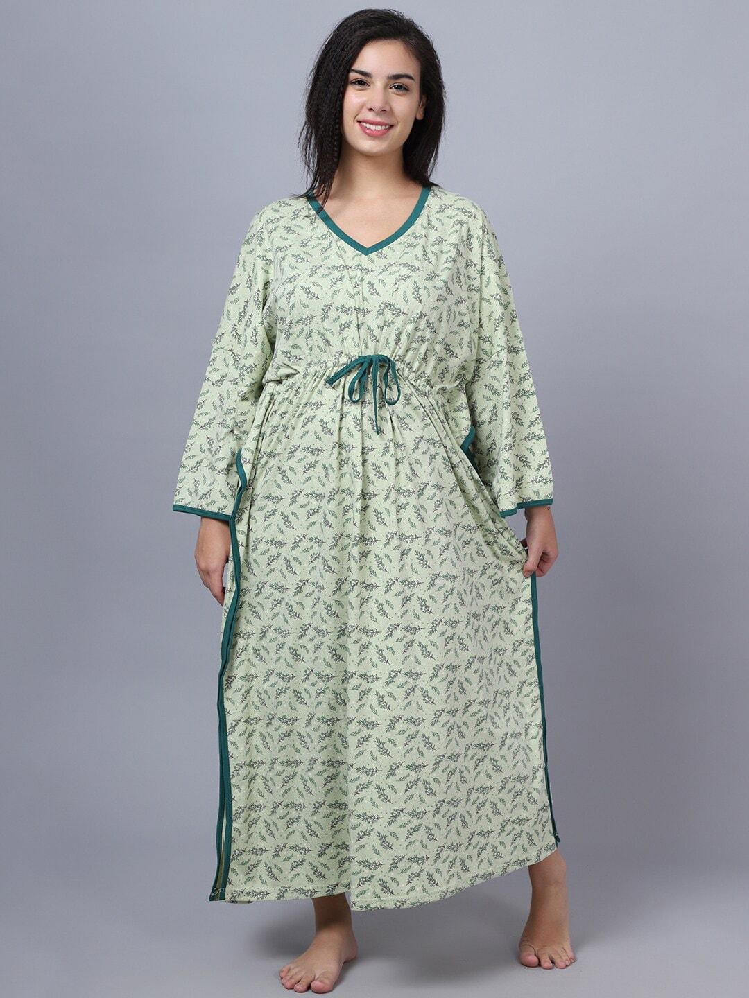 kanvin-green-printed-maxi-nightdress