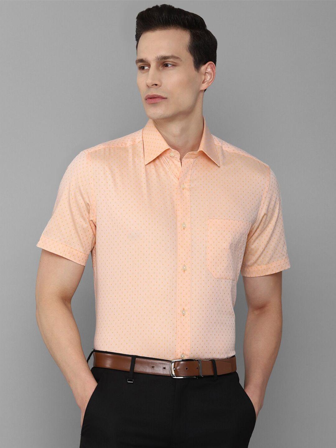 Louis Philippe Men Orange Slim Fit Printed Formal Shirt