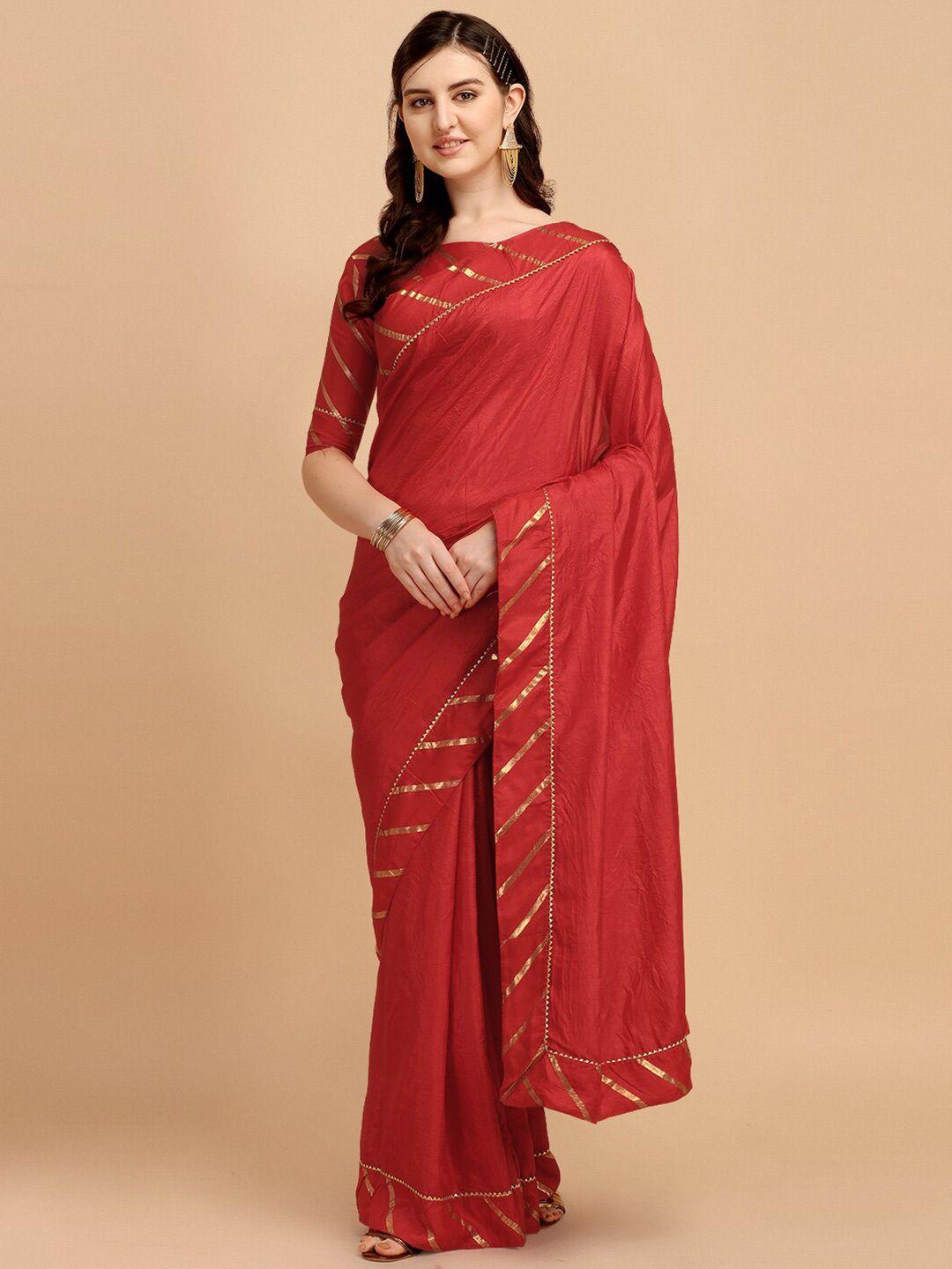 fab-viva-women-red-&-gold-toned-leheriya-saree