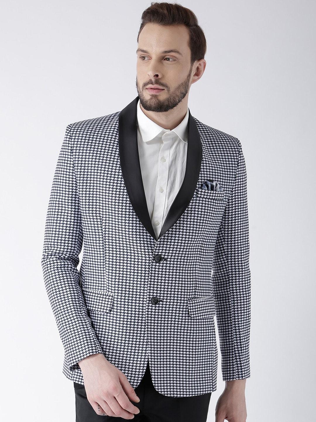 hangup-men-white-&-black-printed-single-breasted-formal-blazer