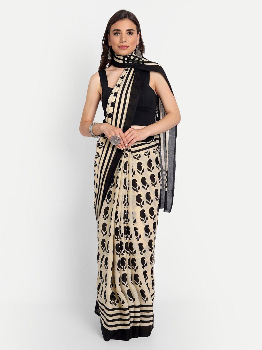 buta-buti-black-&-beige-ethnic-motifs-pure-cotton-saree