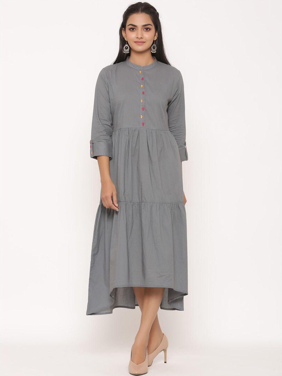 suti-grey-ethnic-tiered-midi-dress