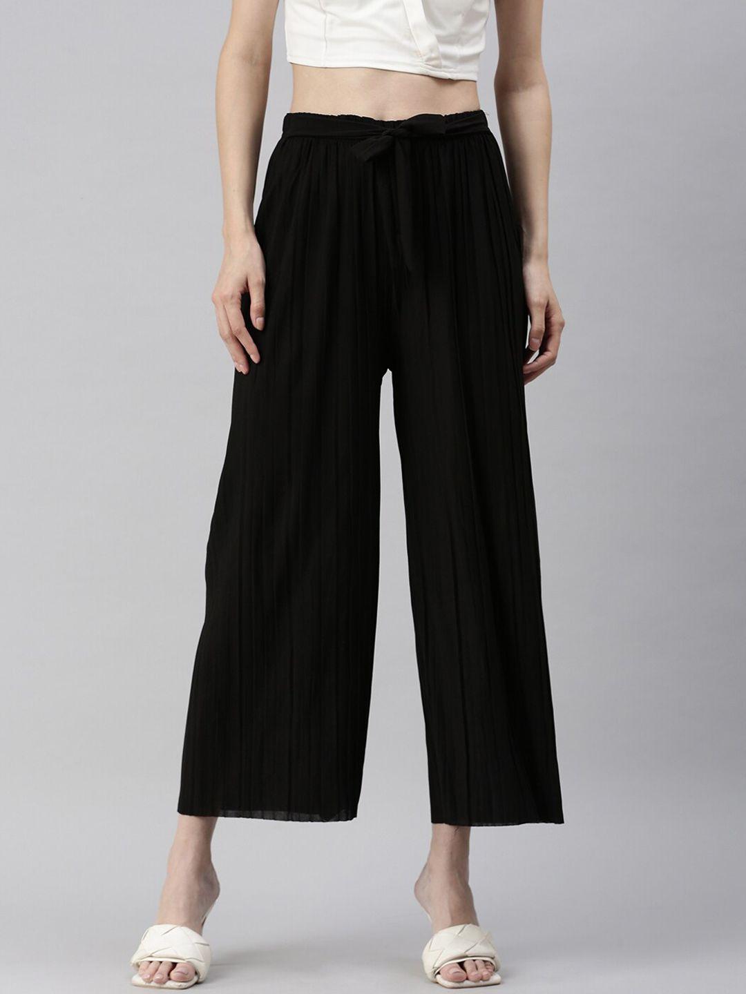 showoff-women-black-loose-fit-high-rise-trousers