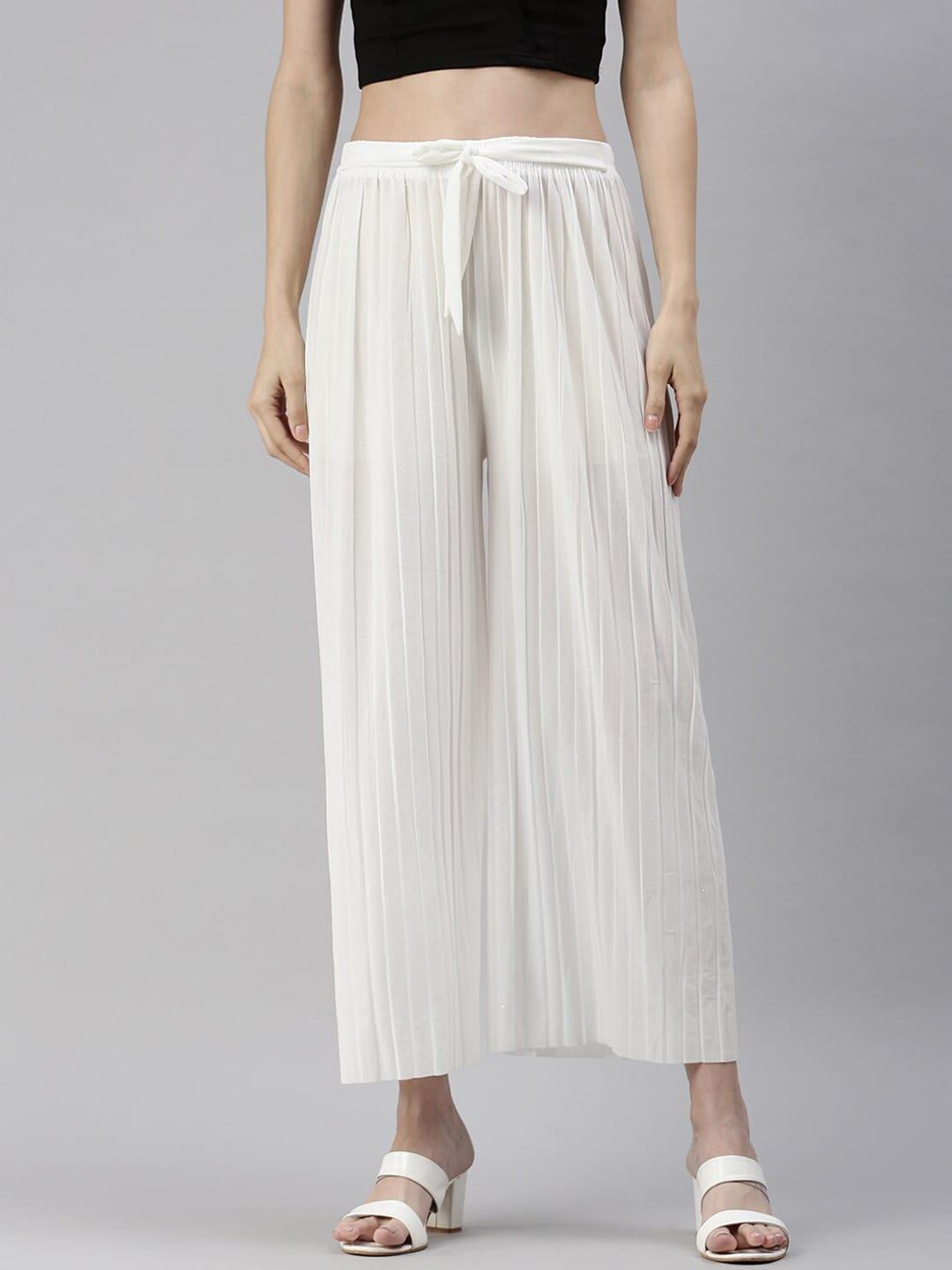 showoff-women-white-loose-fit-high-rise-pleated-trousers