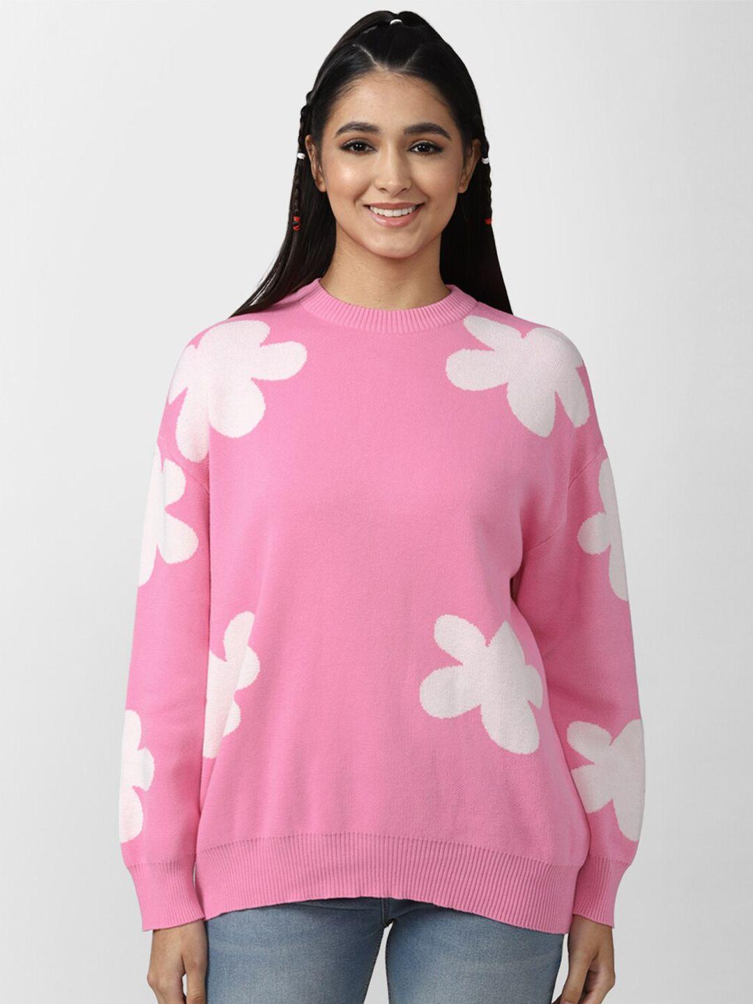 forever-21-women-pink-and-off-white-floral-printed-pullover-sweater