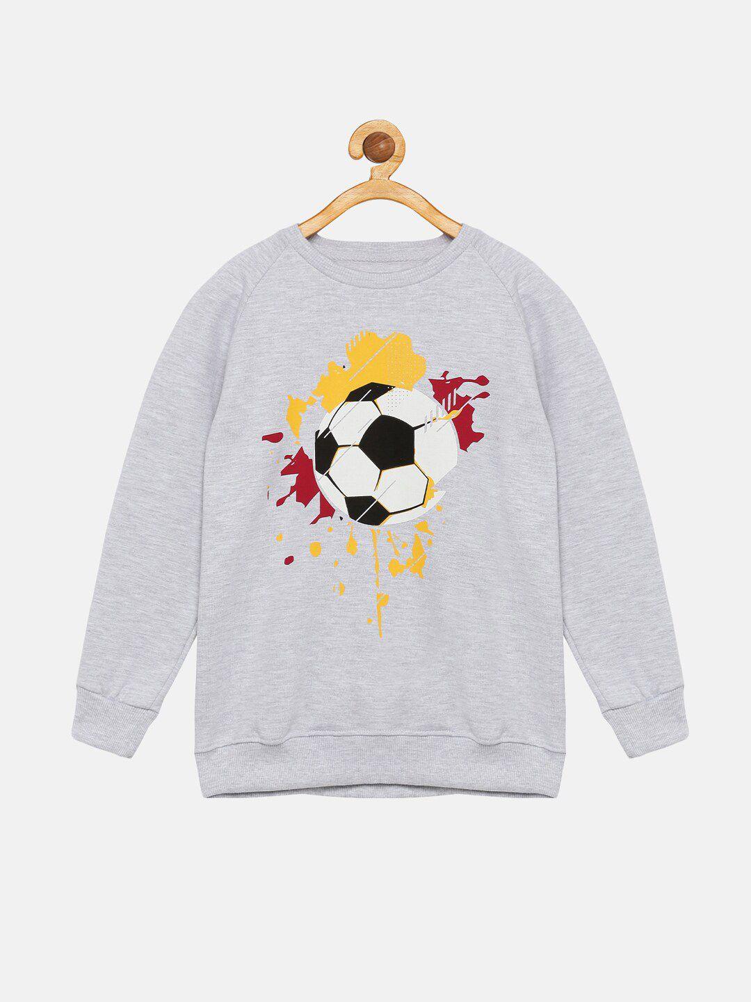 kiddopanti-boys-grey-melange-football-printed-sweatshirt