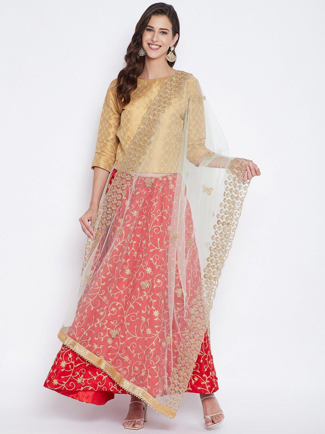 Clora Creation Gold-Toned Ethnic Motifs Embroidered Dupatta