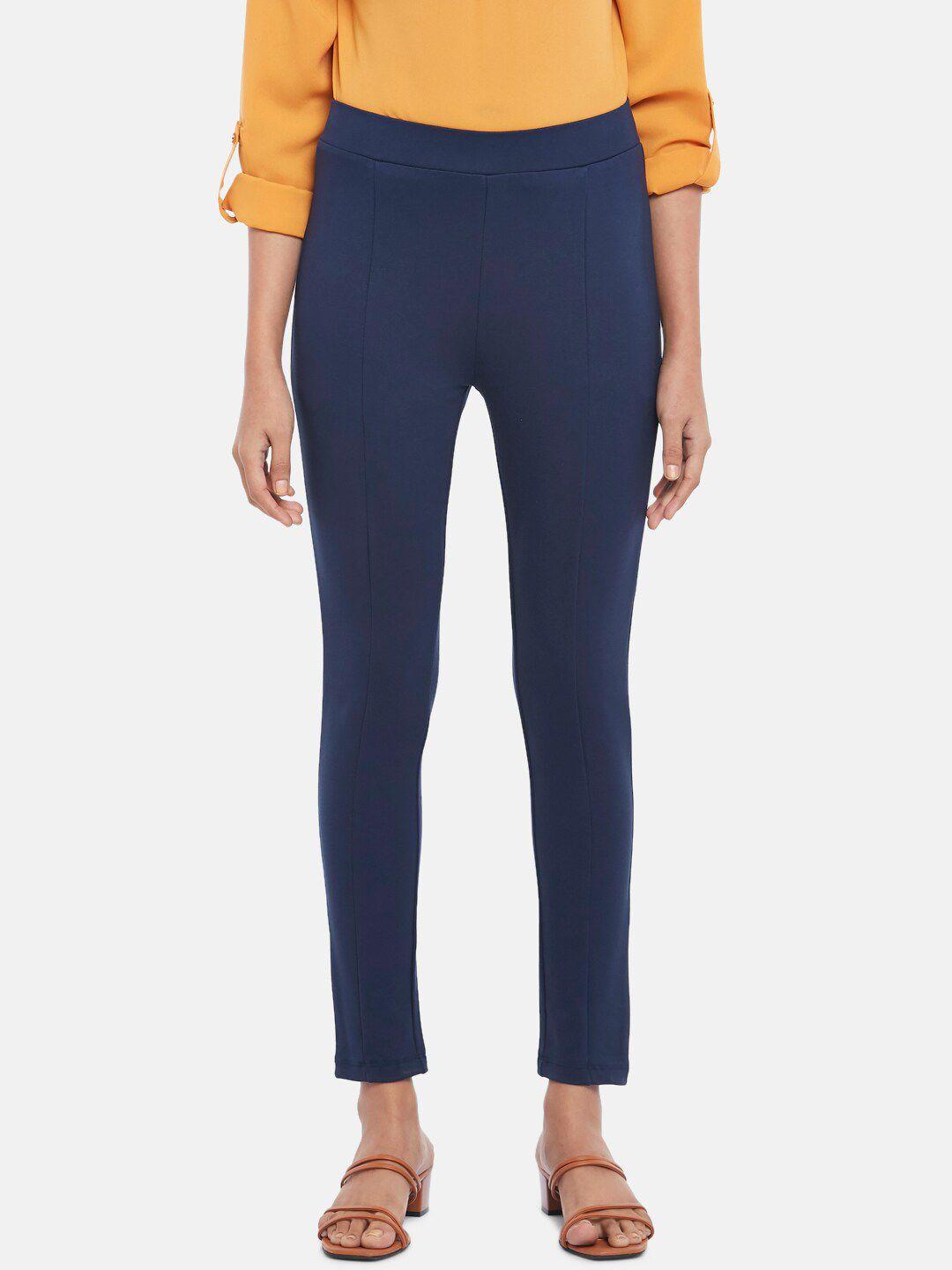 annabelle-by-pantaloons-women-navy-blue-solid-skinny-fit-treggings