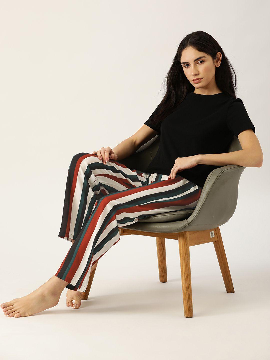ETC Women Multicoloured Striped Lounge Pants