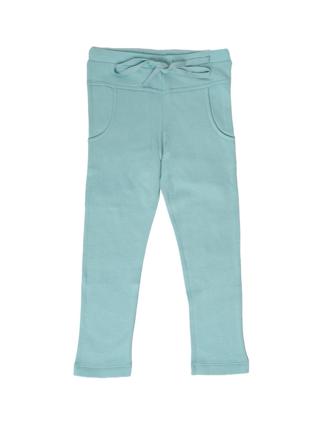 Nino Bambino Boys Turquoise Blue Solid Pure Cotton Track Pant