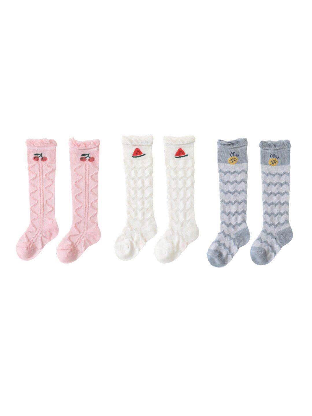 iSWEVEN Kids Pack of 3 Cotton Above Knee Socks