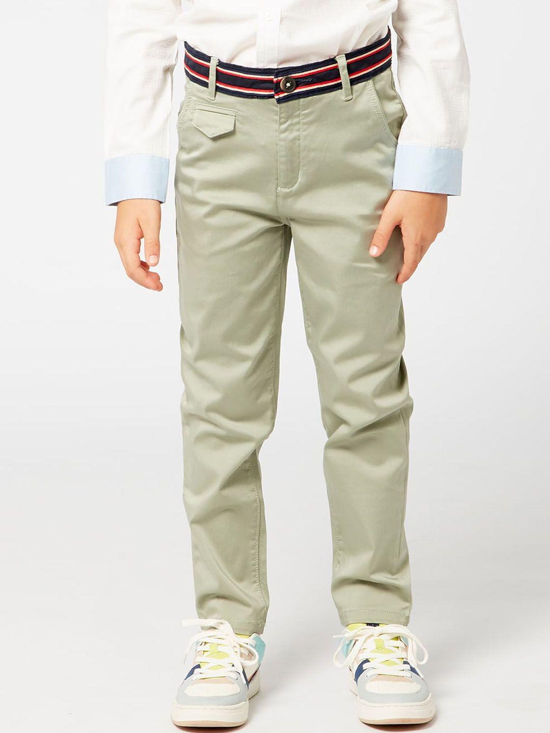 One Friday Boys Green Solid Trousers