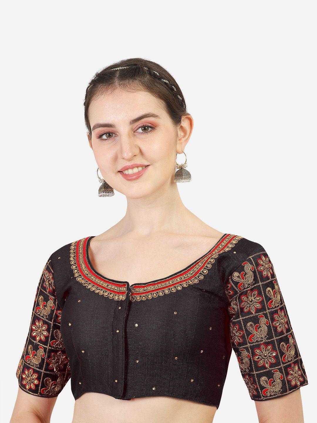 sumaira-tex-women-black-embroidered-silk-saree-blouse