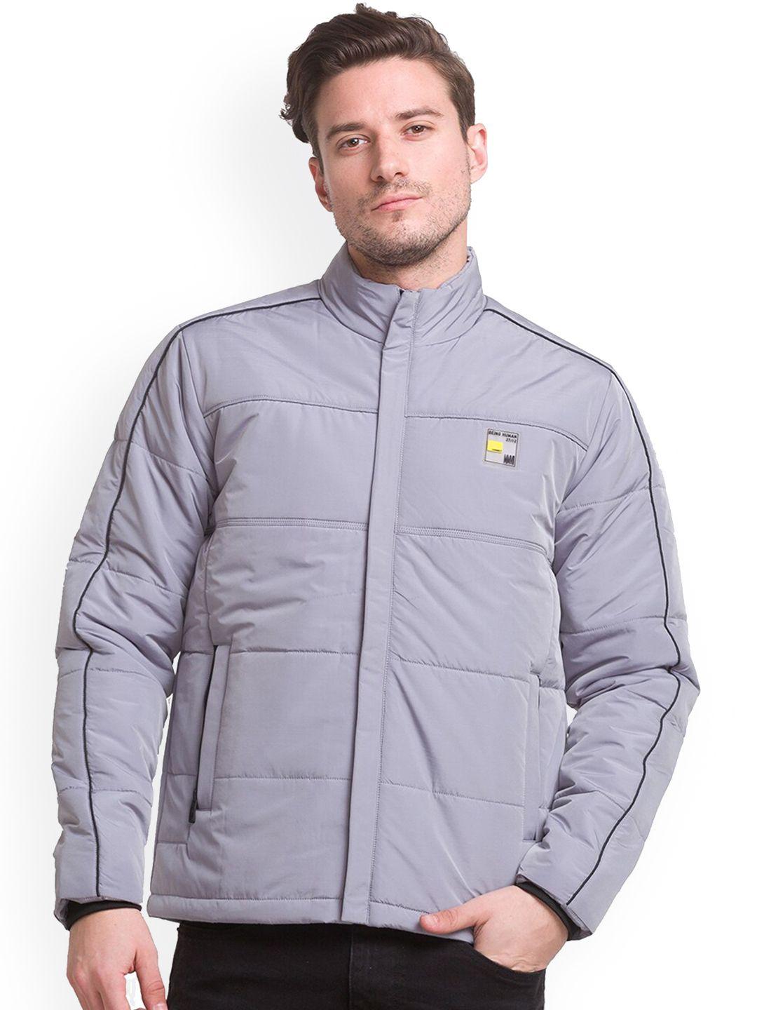 Being Human Men Grey Checked Longline Open Front Jacket