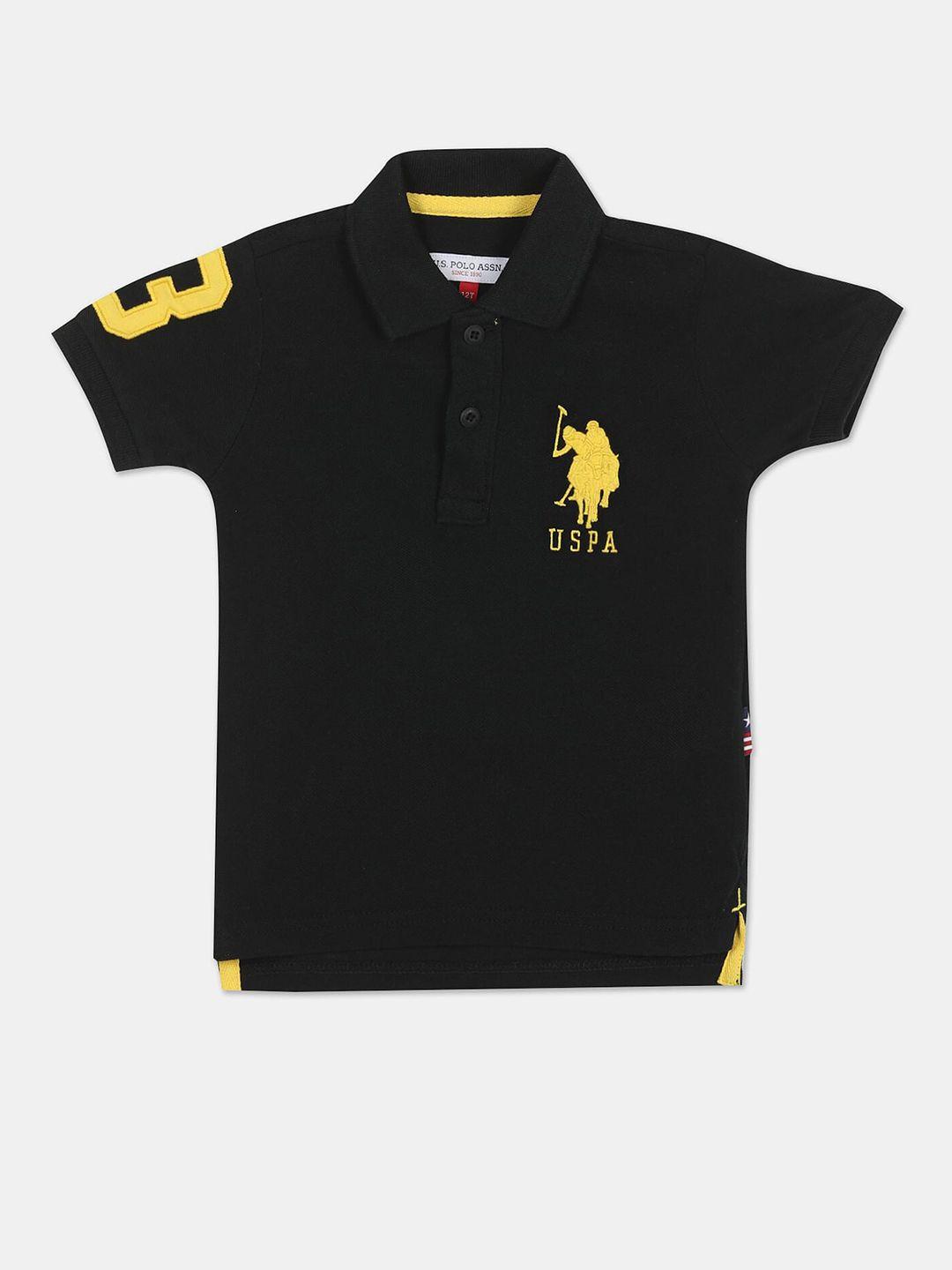 U S Polo Assn Boys Black Polo Collar T-shirt