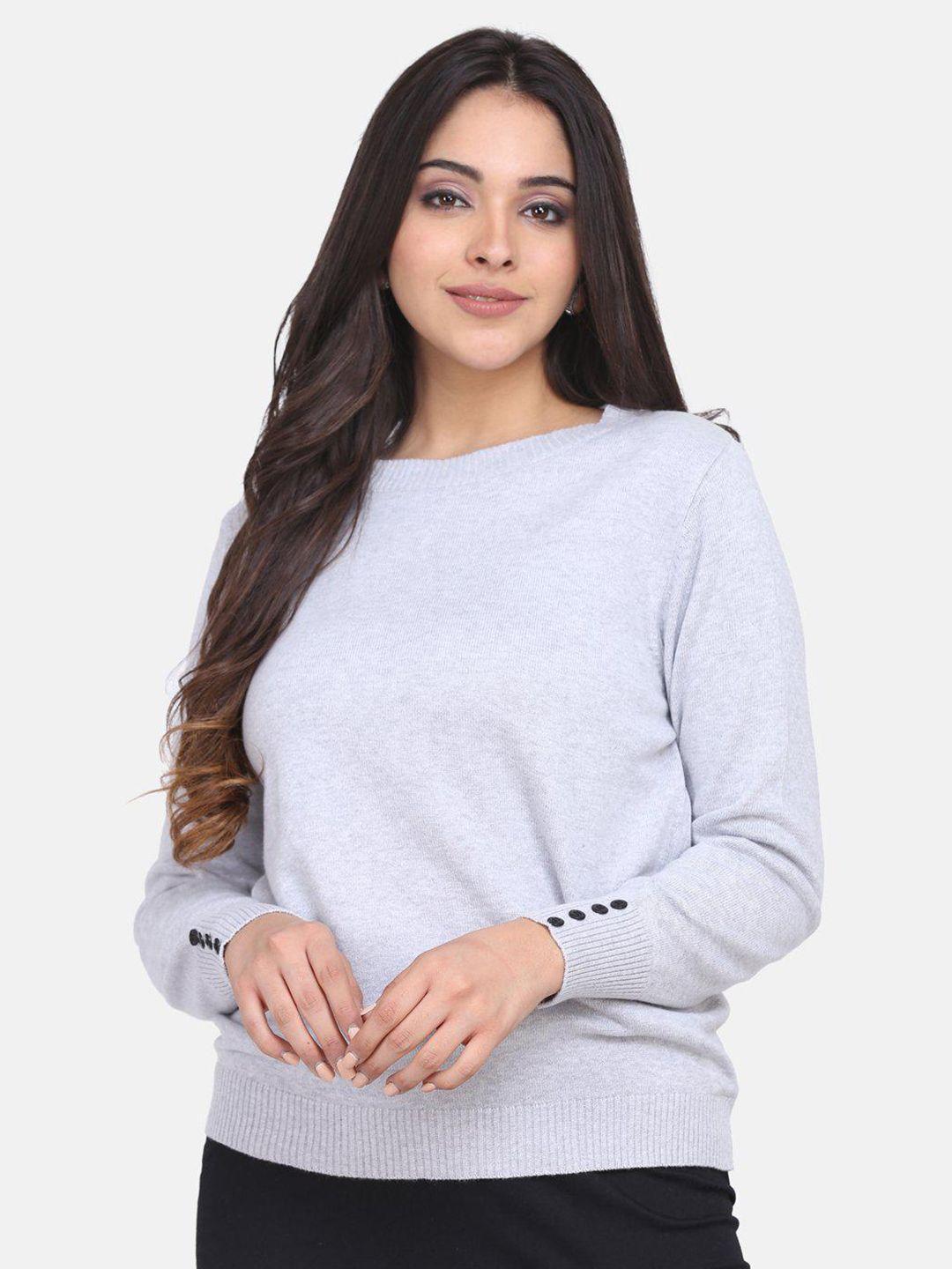 PowerSutra Women Grey Solid Pullover