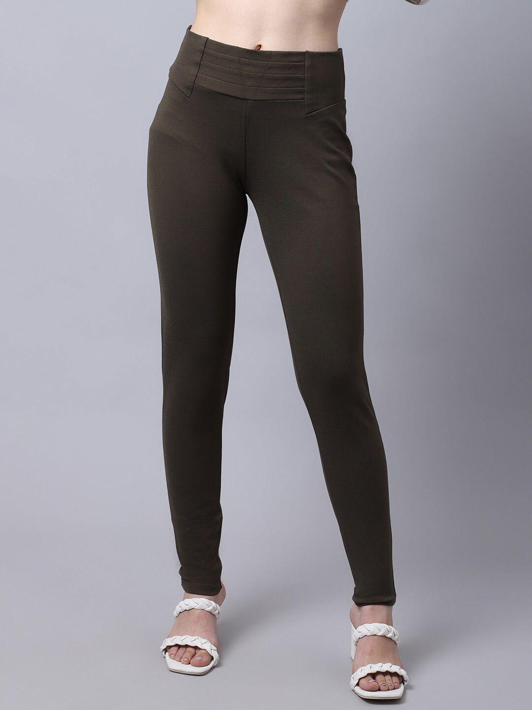cantabil-women-olive-green-solid-cotton-treggings