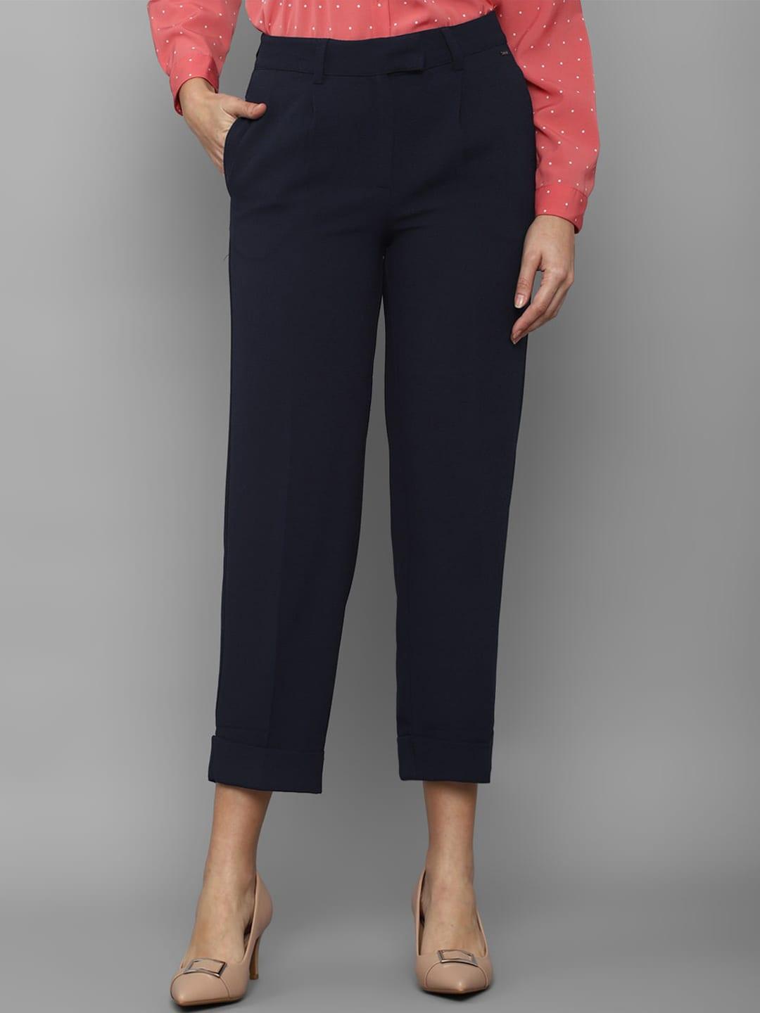 Allen Solly Woman Navy Blue Pleated Trousers