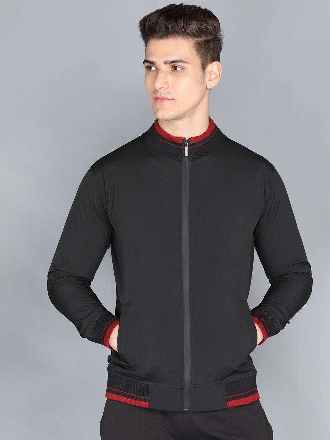CHKOKKO Men Black Solid Windcheater and Water Resistant Crop Outdoor Sporty Jacket