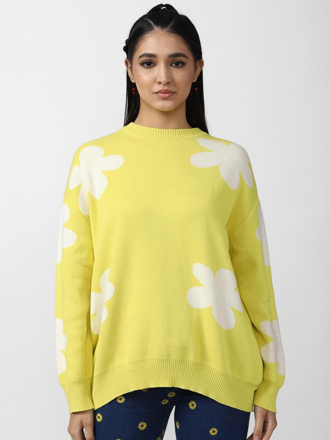 forever-21-women-yellow-&-white-floral-printed-pullover
