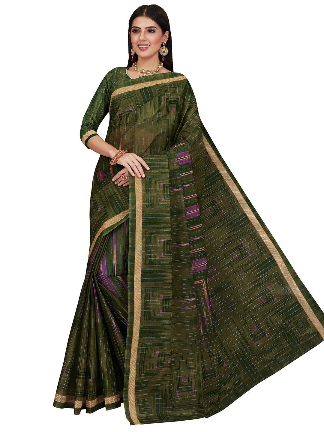 salwar-studio-green-&-purple-pure-cotton-block-print-saree