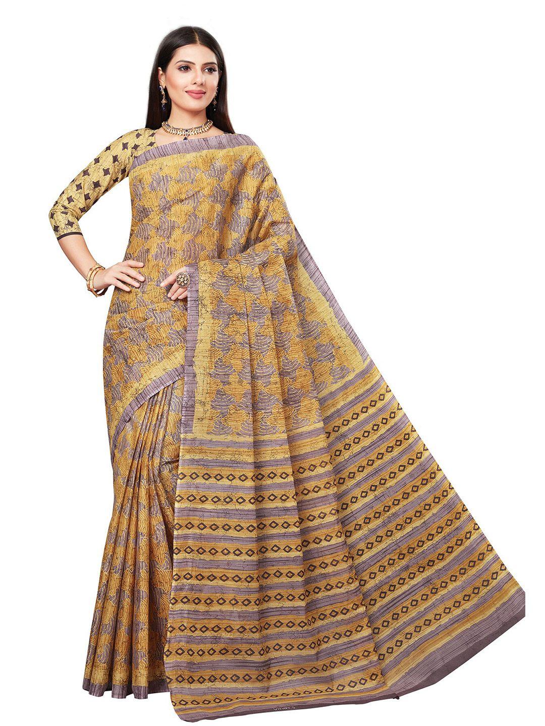 salwar-studio-yellow-&-grey-pure-cotton-block-print-saree