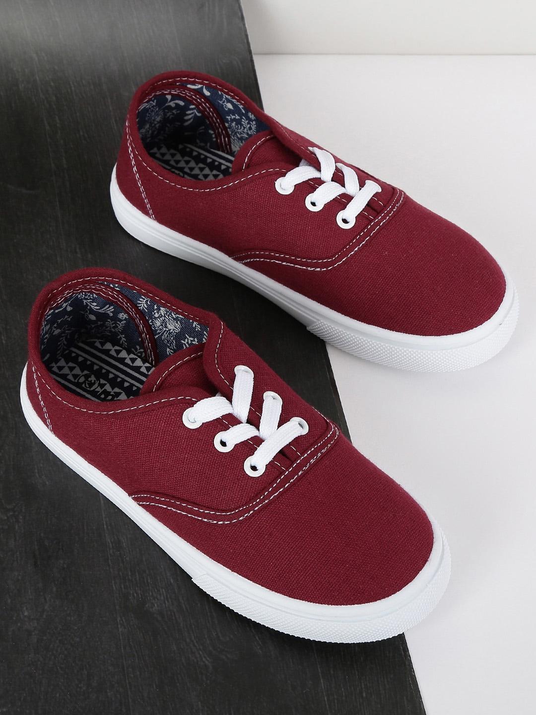 max Boys Red Solid Canvas Sneakers