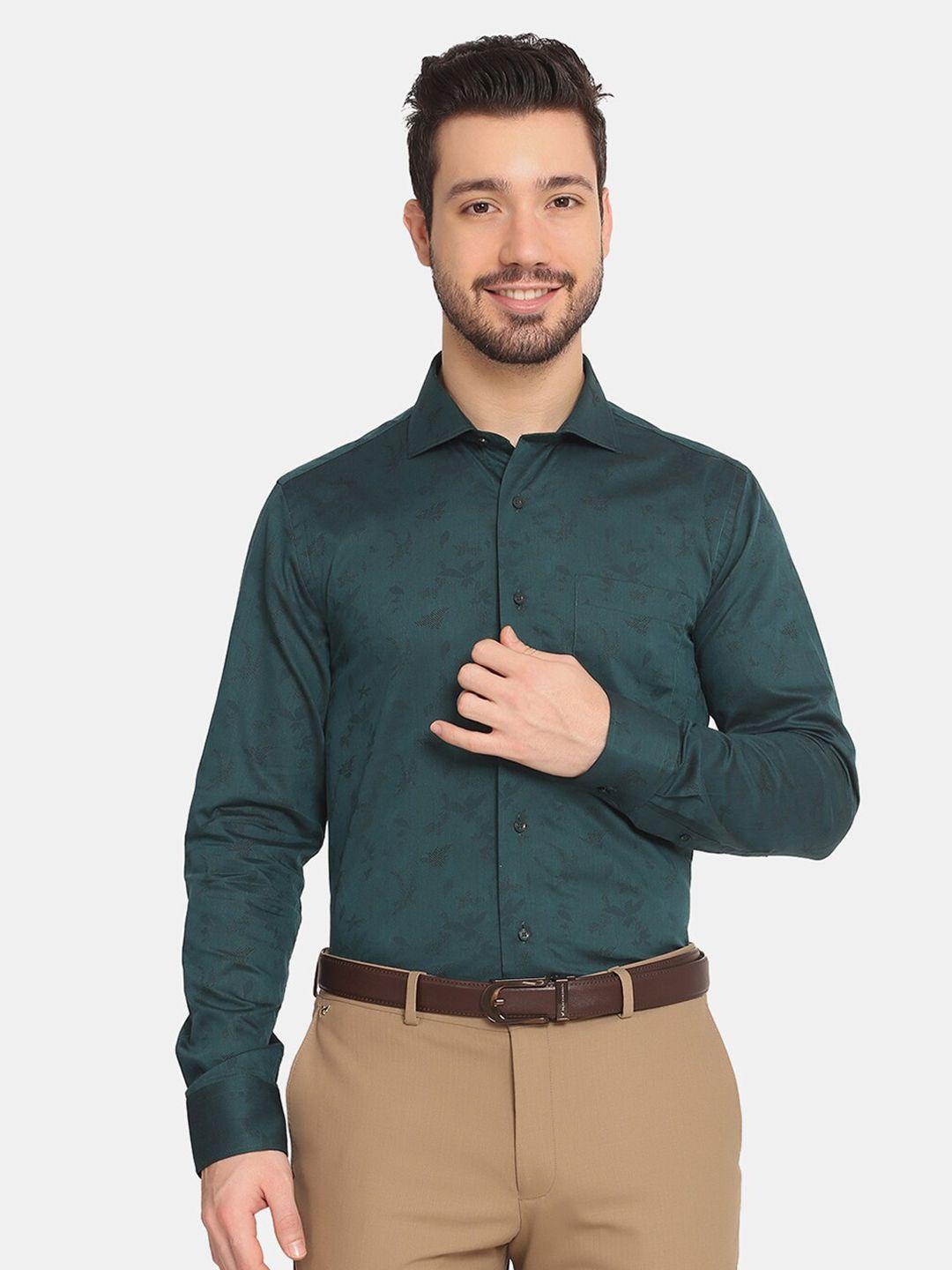blackberrys-men-teal-green-self-design-slim-fit-pure-cotton-formal-shirt
