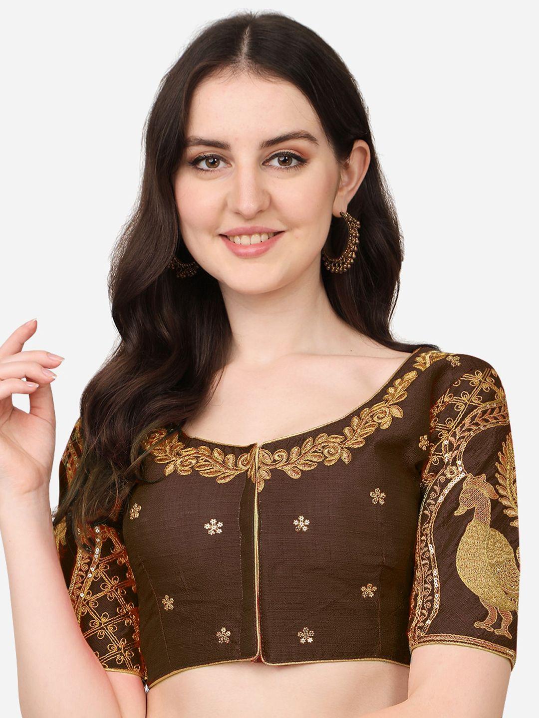 sumaira-tex-brown-embroidered-saree-blouse