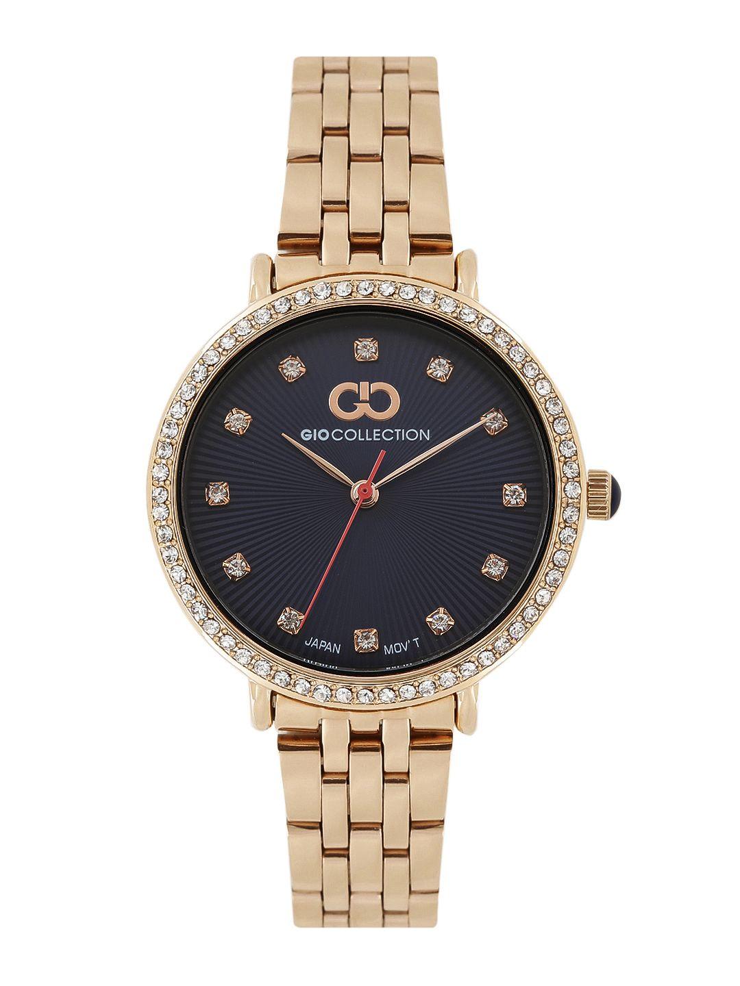 GIO COLLECTION Women Navy Embellished Analogue Watch G2035-77