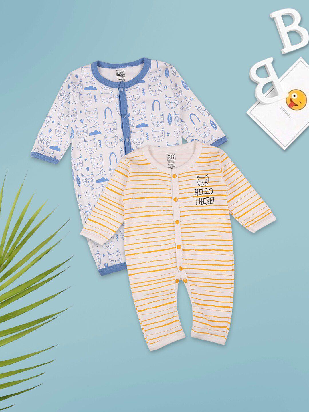 meemee-infant-boys-pack-of-2-printed-cotton-rompers