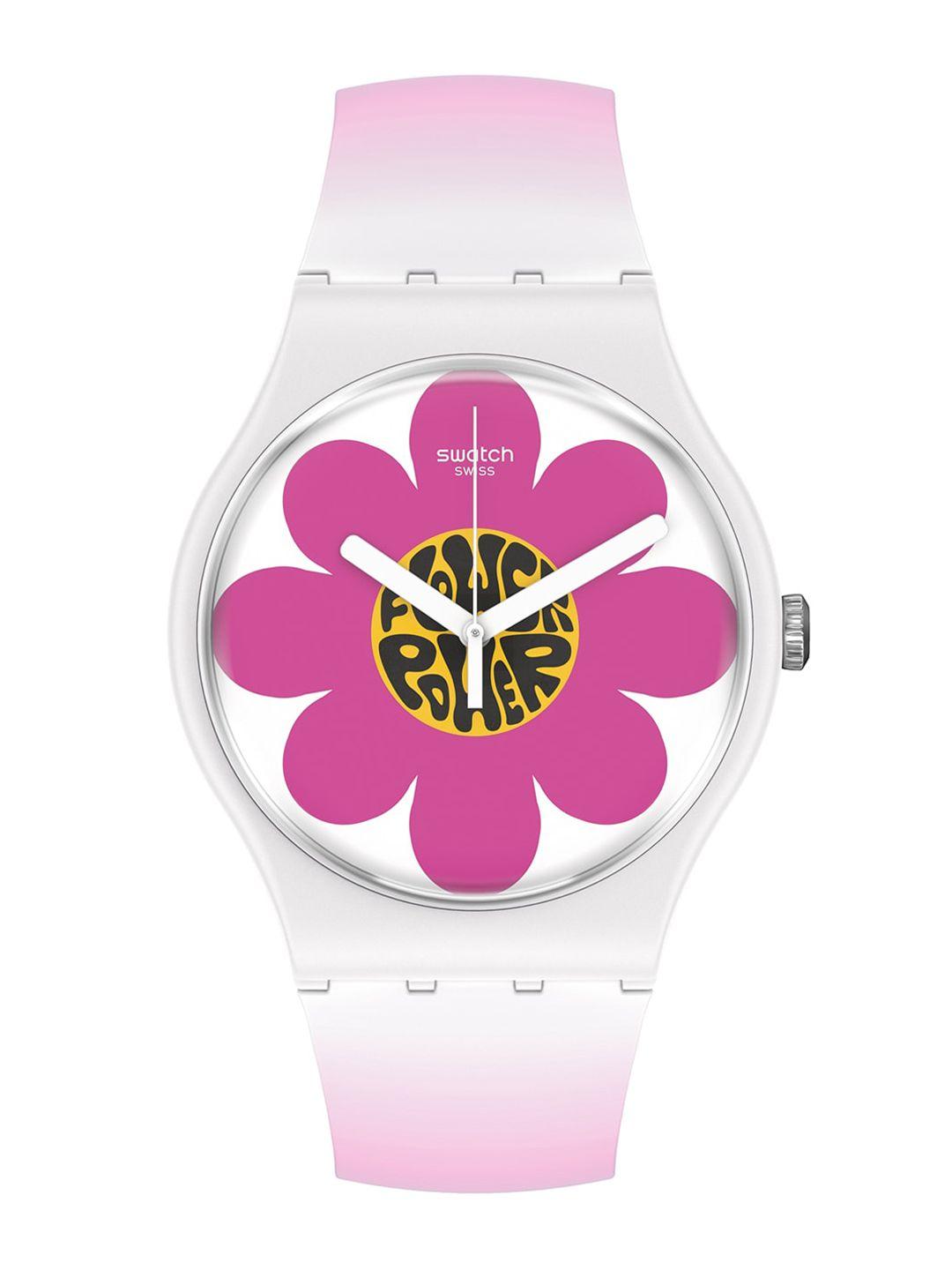 Swatch Unisex Embellished Dial & Ceramic Straps Analogue Watch SO32M104