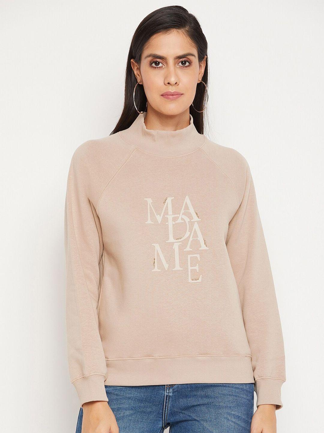 madame-women-beige-printed-sweatshirt