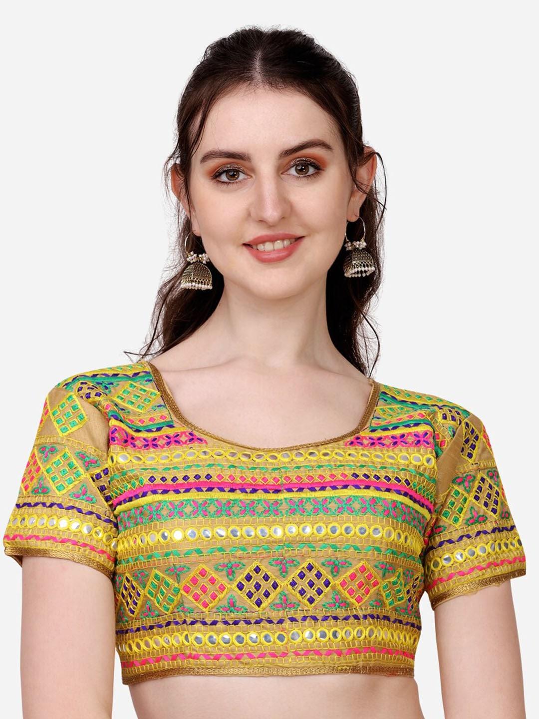 sumaira-tex-women-gold-embroidered-gamthi-work-readymade-navratri-blouse