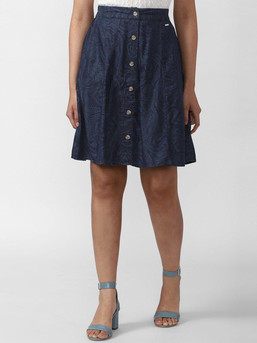 van-heusen-woman-women-navy-blue-printed-above-knee-skirt