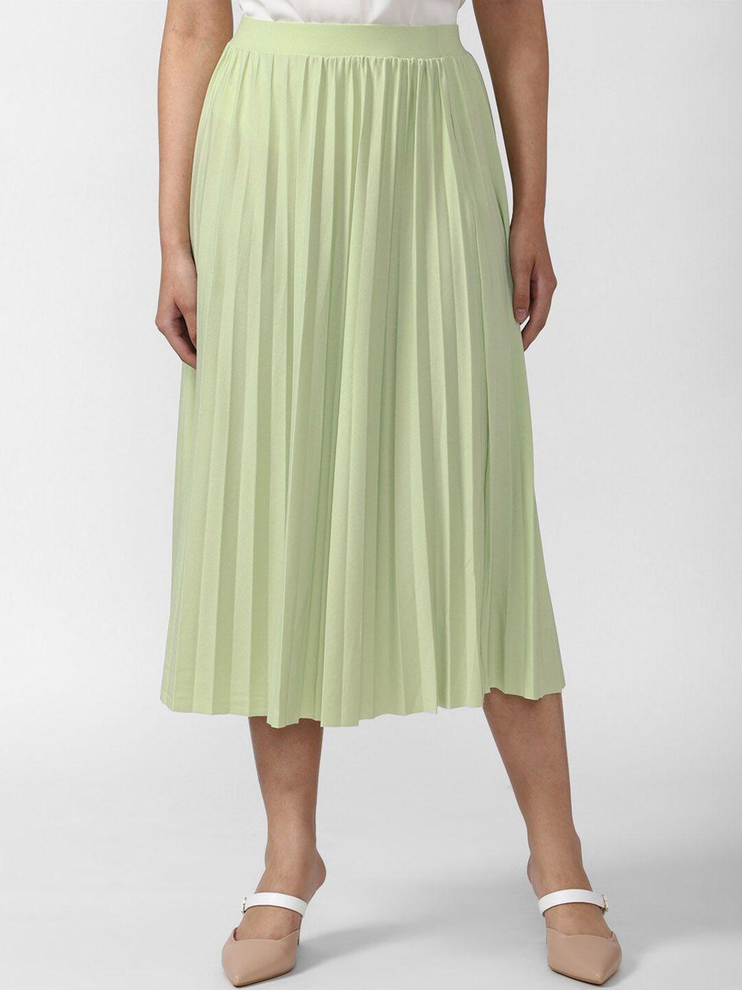 van-heusen-woman-women-green-solid-accordion-pleats-a-line-skirts