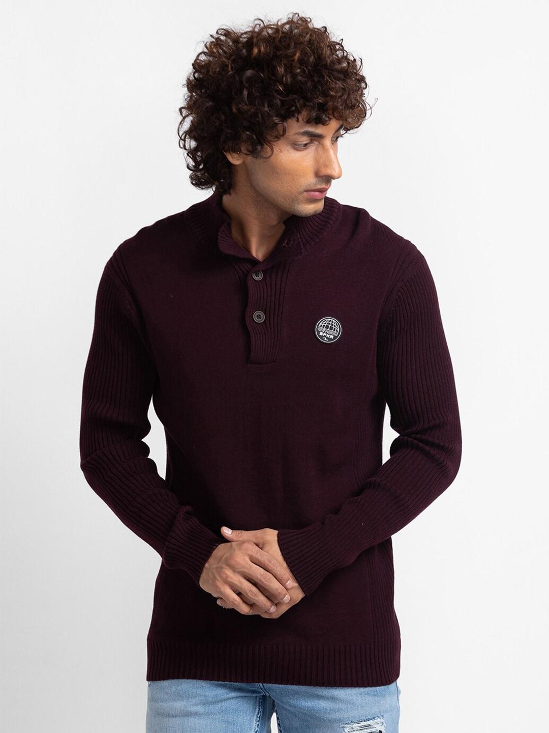 spykar-men-solid-full-sleeve-cotton-sweater-vest