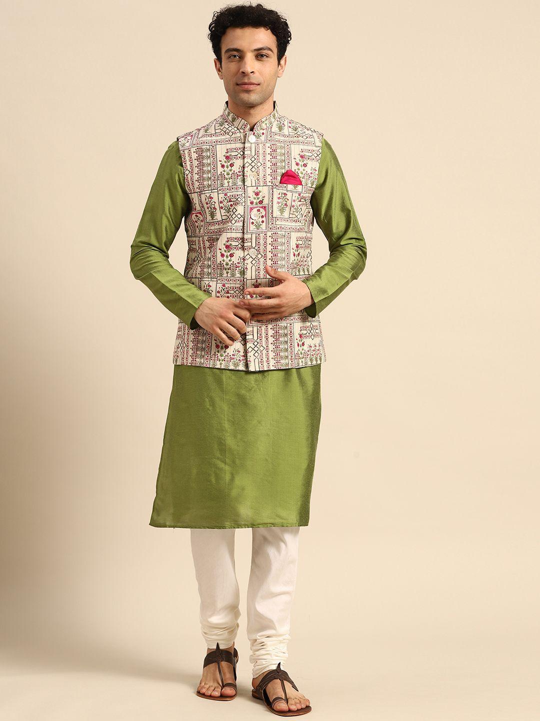 kisah-men-white-floral-printed-kurta-jacket-set-with-churidar