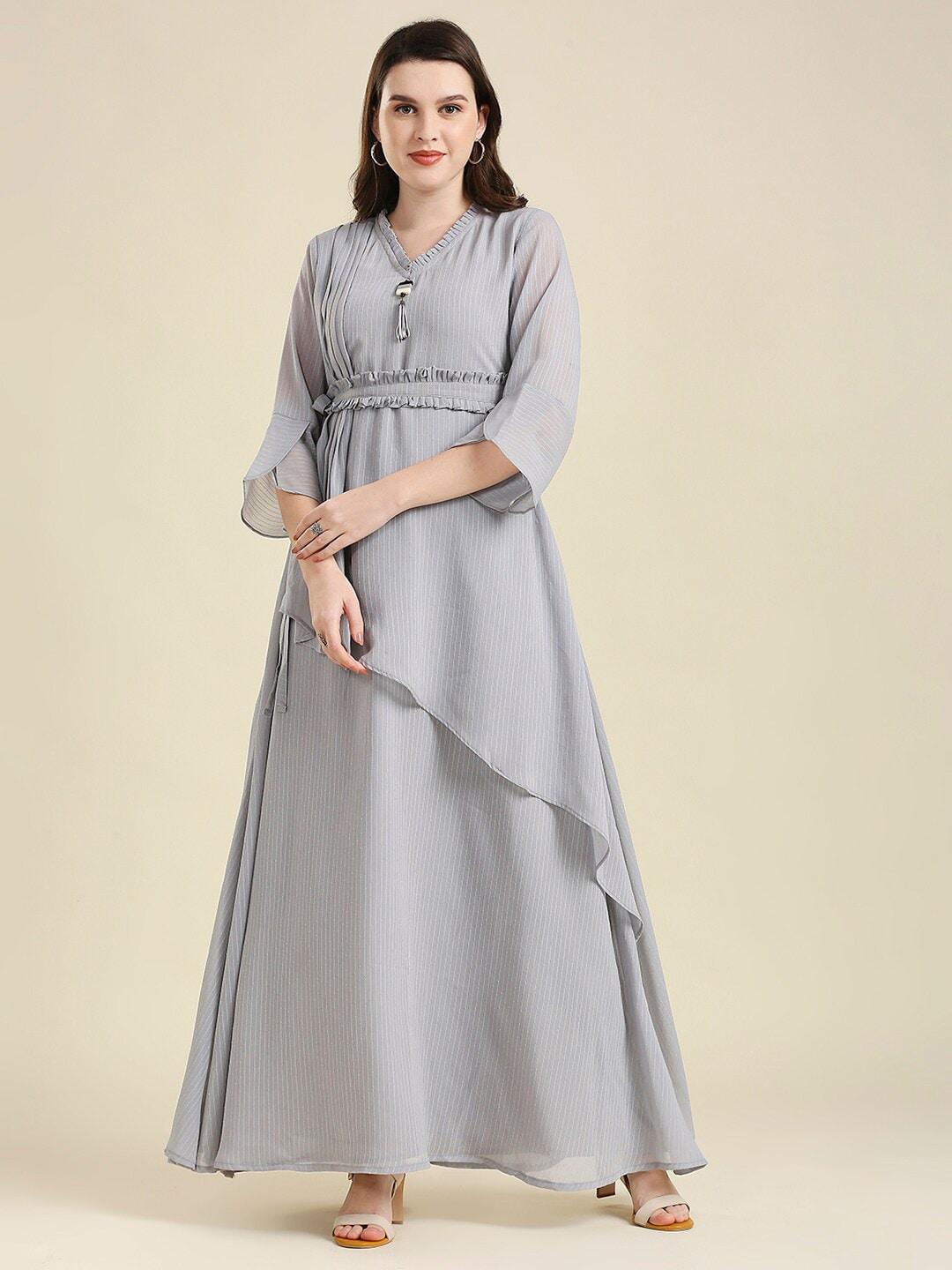 MADHURAM Grey Layered Maxi Dress