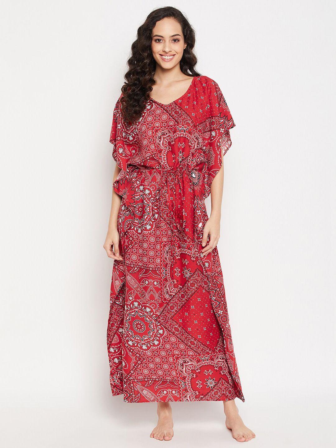 clovia-red-printed-maxi-nightdress