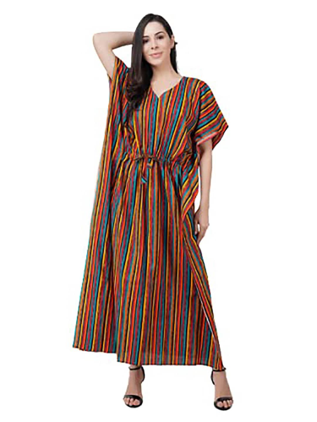 koi-sleepwear-orange-striped-maxi-nightdress