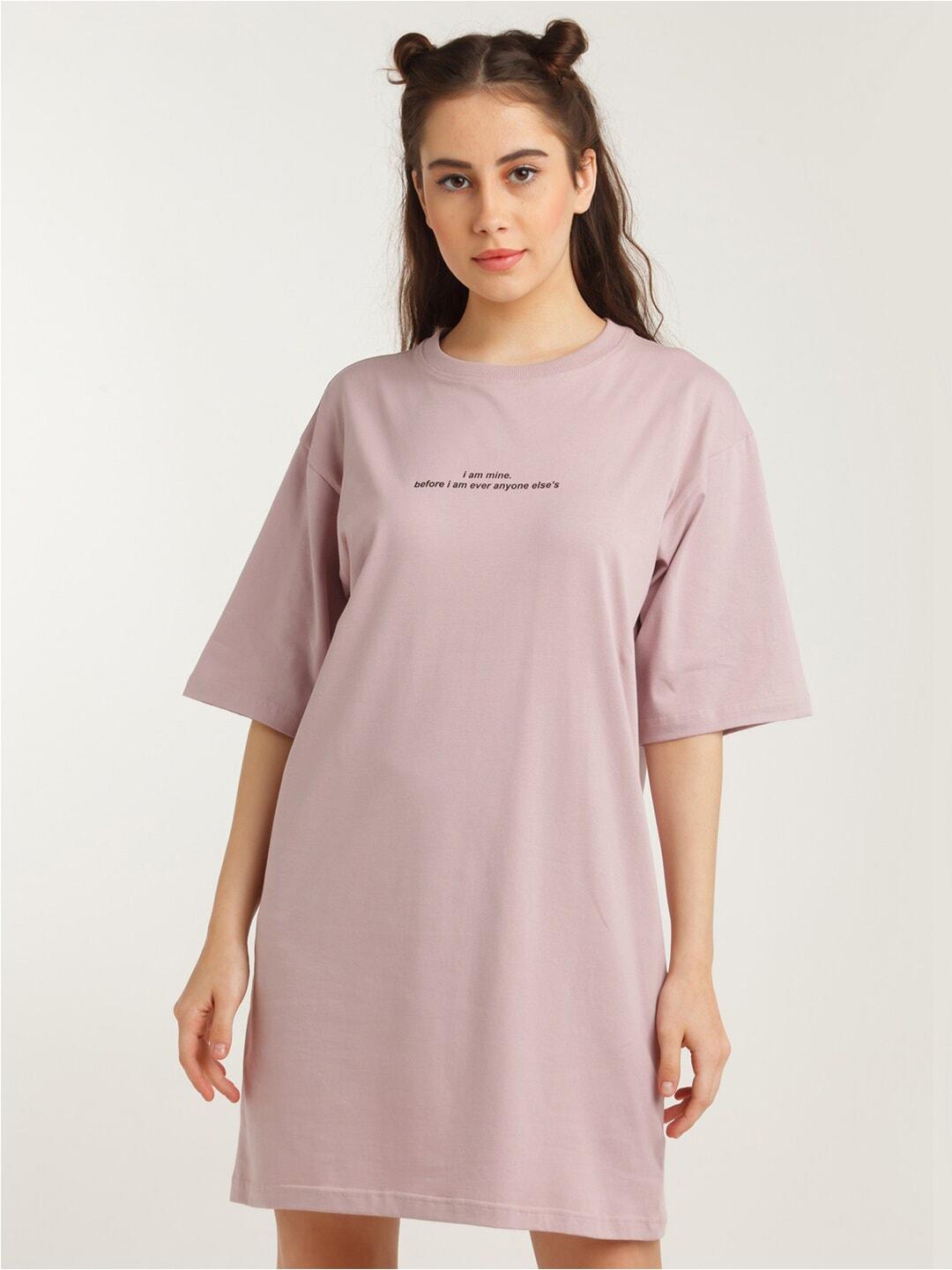 zink Z Women Mauve Solid T-shirt Dress